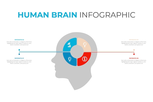 Infographics template with head brain and business icons vector illustration can be used for work