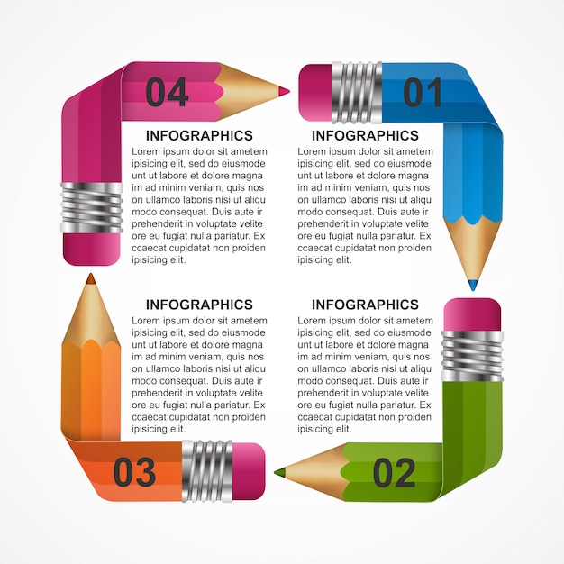 Vector infographics template with pencil.