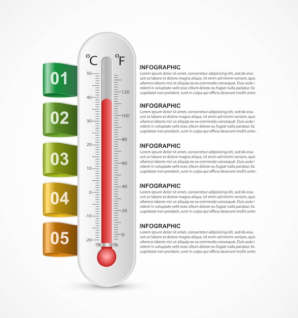 Vector infographics thermometer design template.