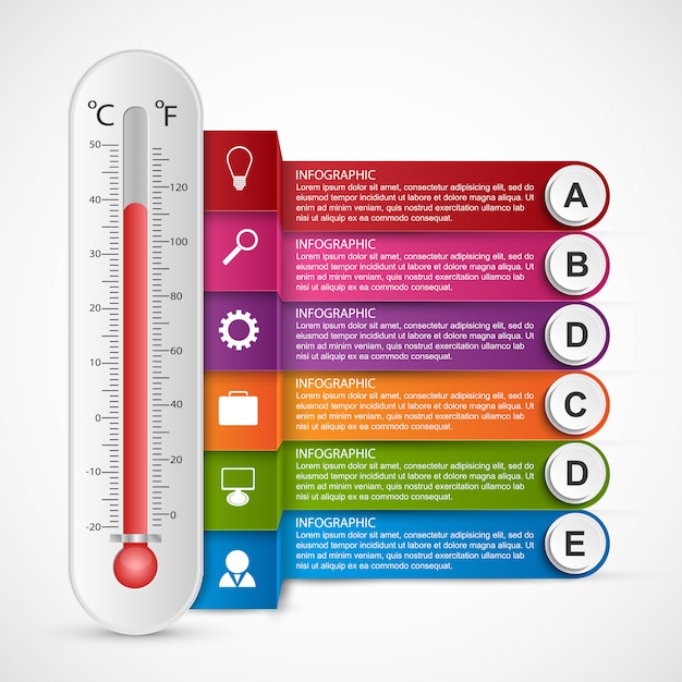 Infographics thermometer ontwerpsjabloon.