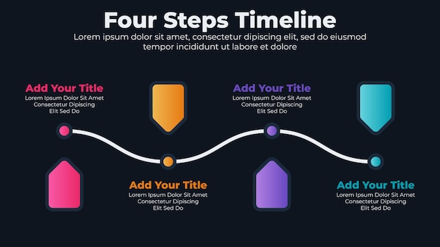 Vettore concetto di business modello timeline infografica con 4 passaggi