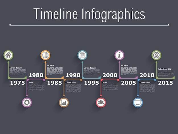 Vector infographics van de tijdlijn