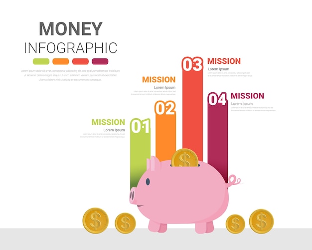 Vector infographics van het geldbesparingsverslag