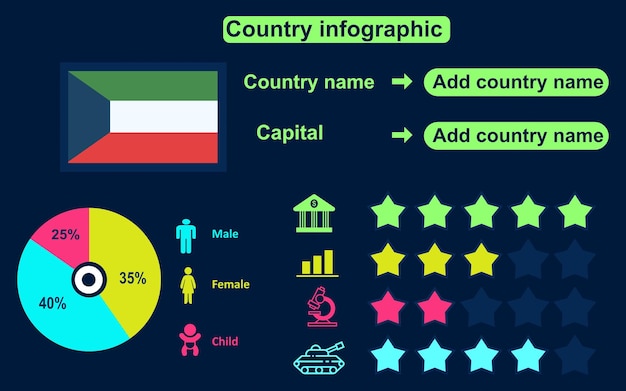 Infographics van koeweit-land op donkere achtergrond