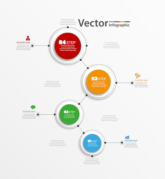 インフォグラフィックベクトルデザインテンプレート4ステップ