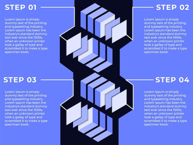 Вектор Инфографический векторный шаблон 4 шага в шаблоне бизнес-дизайна