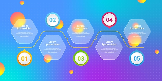 Vector infographics verloop hexagon vector set