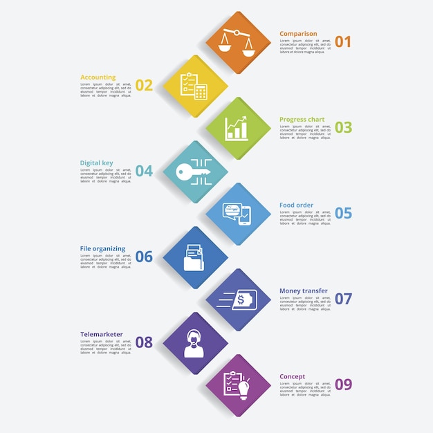 Вектор Инфографика с иконками темы цифровых услуг, такие как