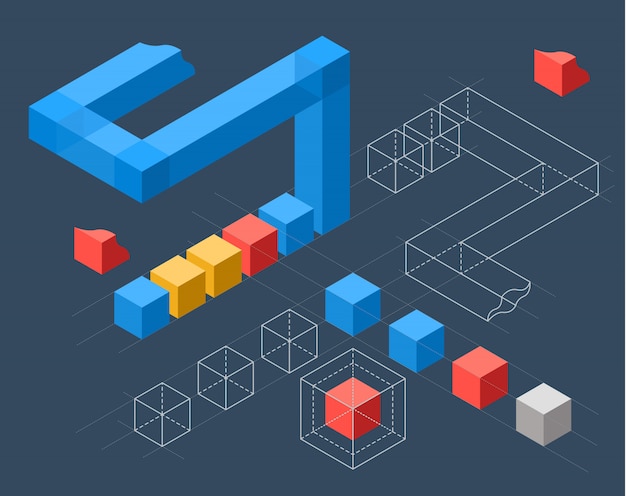 Vector infographics with flat colored cubes