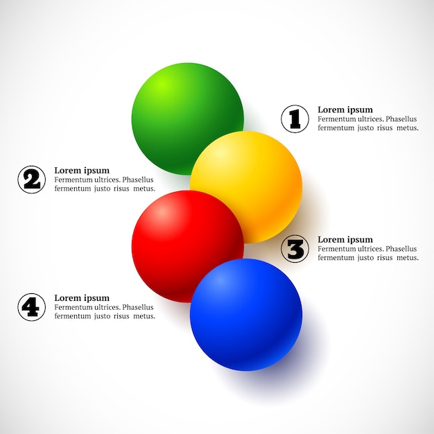 Infografica con un gruppo di palline volanti