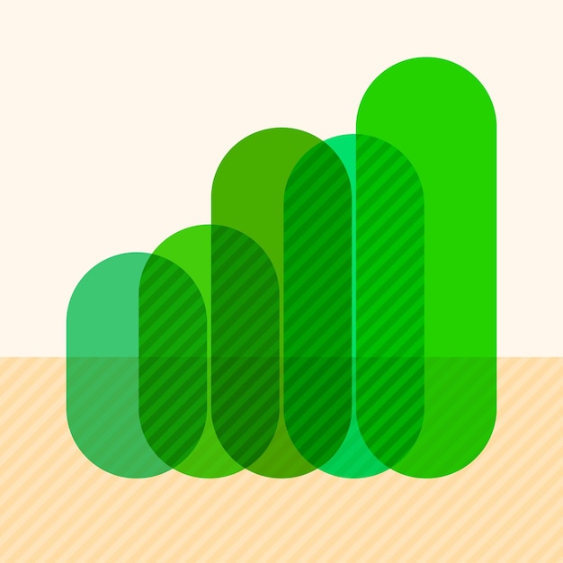 Infographics with rising green overlapping bars