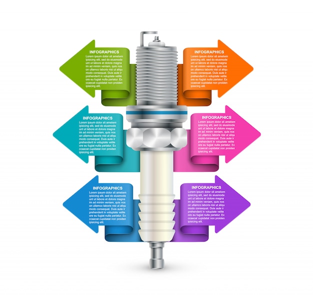 Инфографика со свечами зажигания для презентаций.