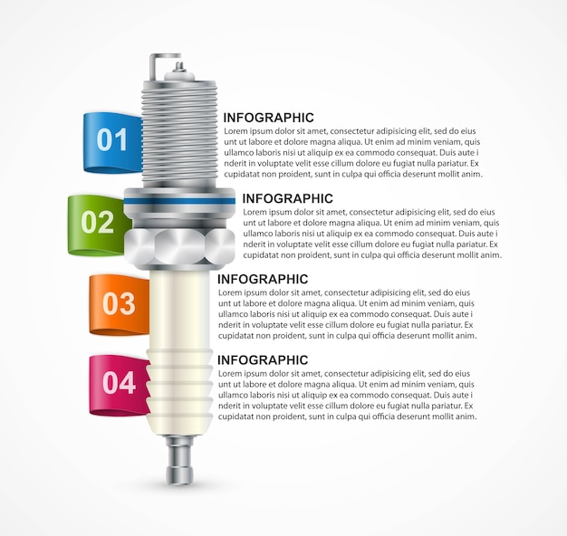 プレゼンテーション用のスパークプラグ付きのインフォグラフィック