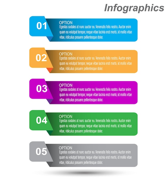 Infographics with steps and options banner for business design and website template
