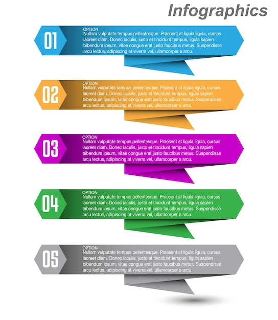 Infografica con banner di passaggi e opzioni per il design aziendale e il modello di sito web