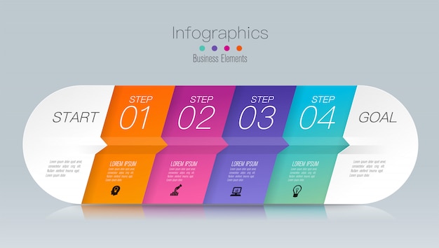 Infografica con passaggi e opzioni