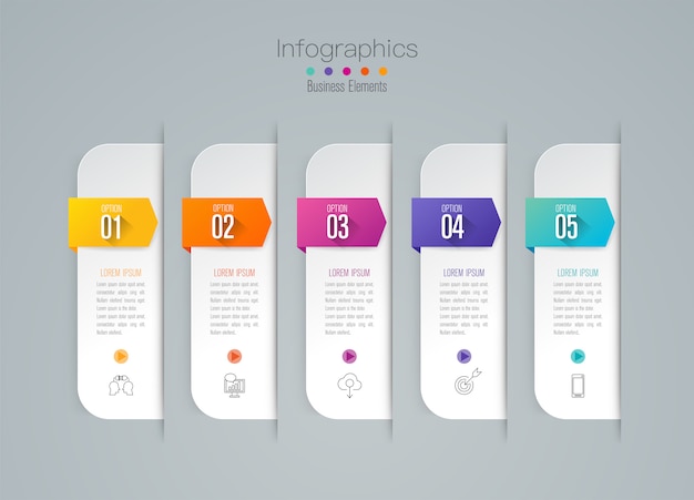 Infographics with steps and options