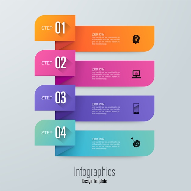 Vettore infografica con passaggi e opzioni