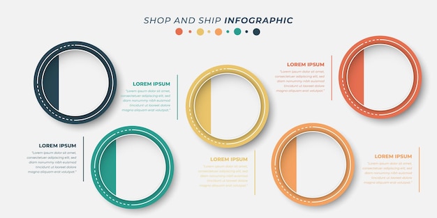 Infographicsjabloon in cirkelontwerp met de kleur van een deel van het cirkelontwerp