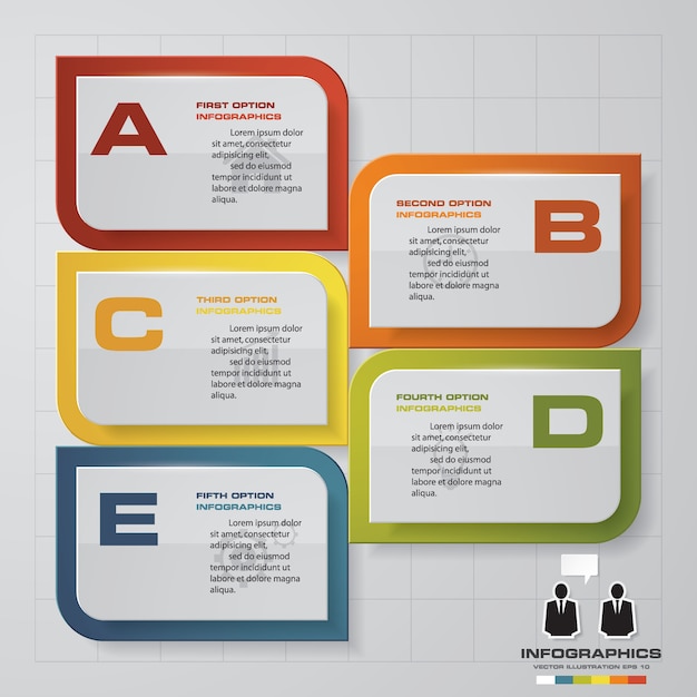 Vector infographicsontwerp met 5 stappenchronologie.