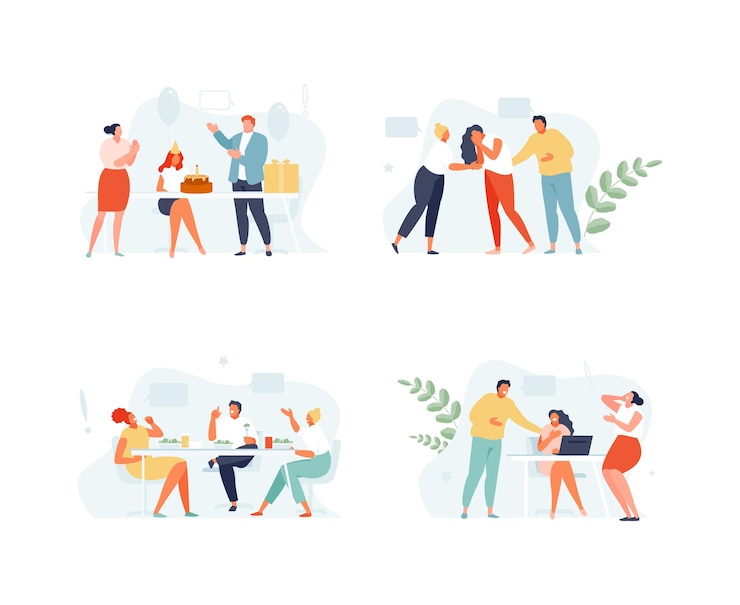 Vector informal communication and conversations of colleagues. collaboration and friendship, break