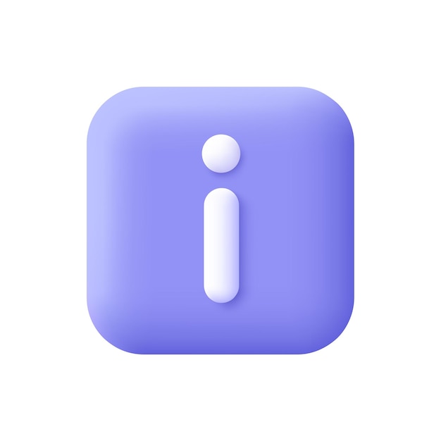 Informatie info vierkant knop of vak Help FAQ en ondersteuning concept 3d vector icoon Cartoon minimale stijl