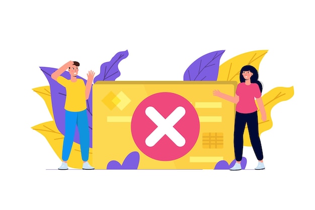 Informatiebericht over betalingsfout op smartphone. Mislukte kruismarkeringen van de klant. Vector illustratie.