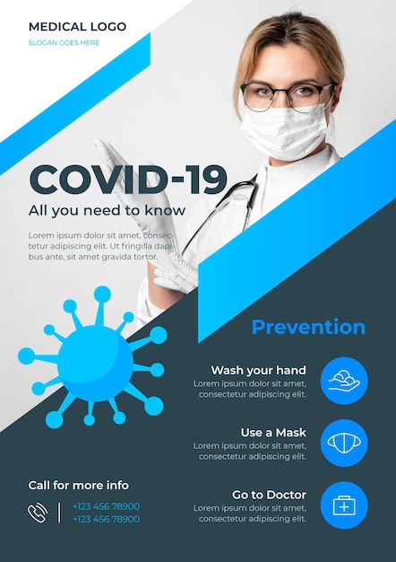 Vector informatief coronavirus flyer concept