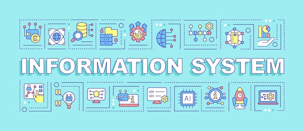 Informatiesysteem woord concepten turquoise banner