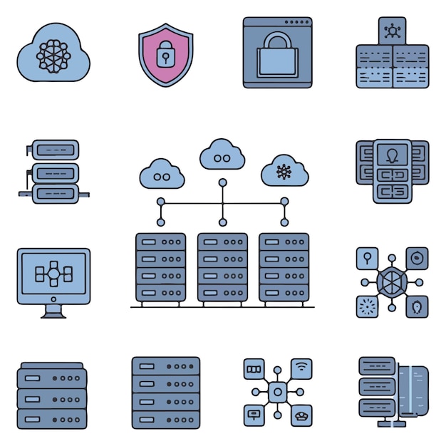 Informatietechnologie web icons set IT eenvoudige dunne lijn icons collectie Met technologie