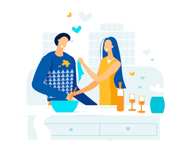 Informatieve poster couple in love dinner flat