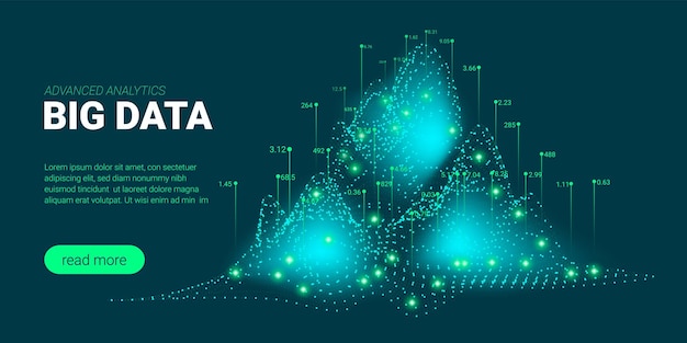 Информационный фон с абстрактной визуализацией потока больших данных