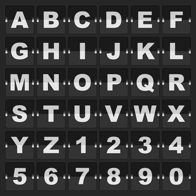 Vector information board mechanic alphabet and digits