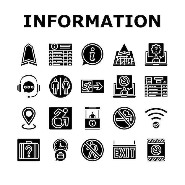 information data knowledge icons set vector
