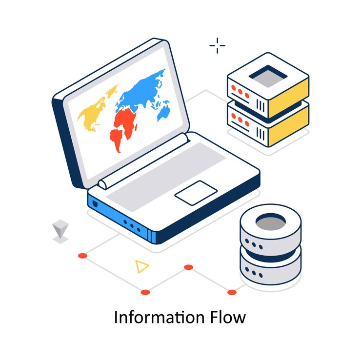Vector information flow concept vector isometric style stock illustration eps file