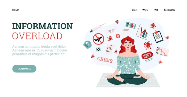 Information overload website interface design cartoon vector illustration