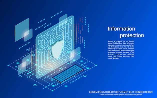 Information protection flat 3d isometric vector concept illustration