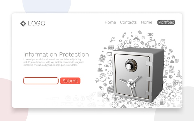 Information protection, landing page concept. vector illustration