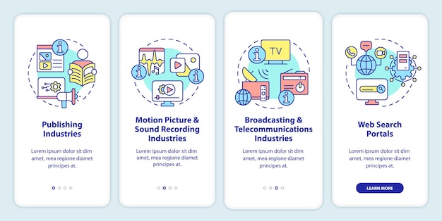 Information sector components onboarding mobile app screen