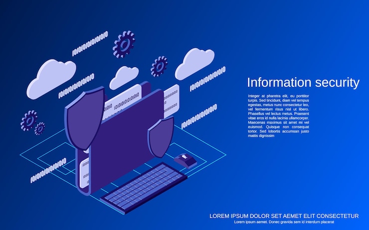 Vector information security flat isometric vector concept illustration