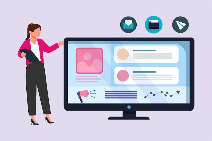 Vector information technology concept colored flat vector illustration isolated