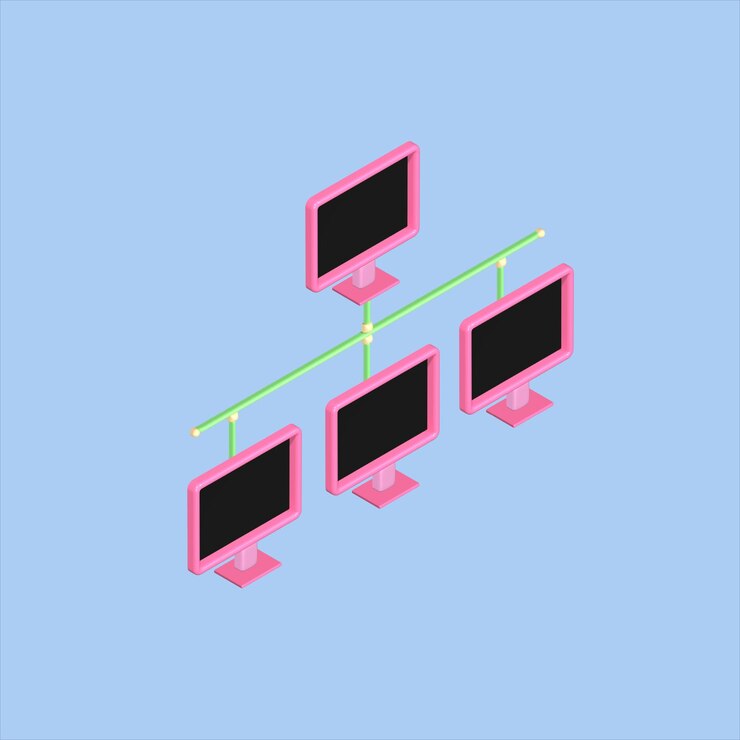 Vector information technology concept realistic 3d object cartoon style vector colorful illustration