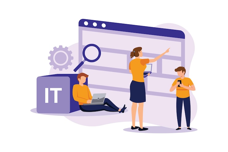 Vector information technology courses flat modern design illustration