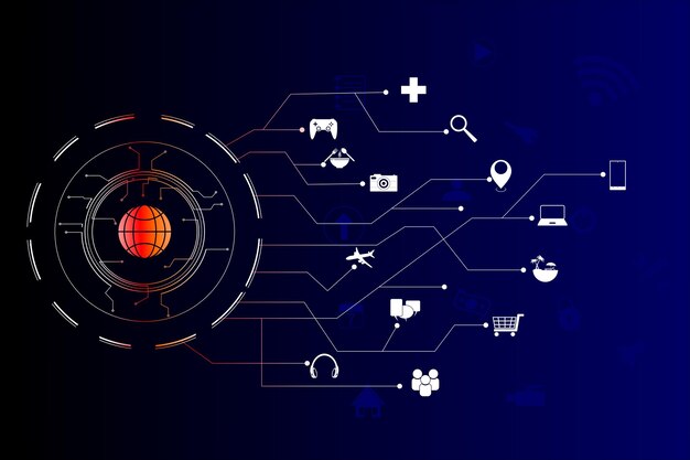 情報技術アイコンセット インターネット機能と技術のコレクションを含みます