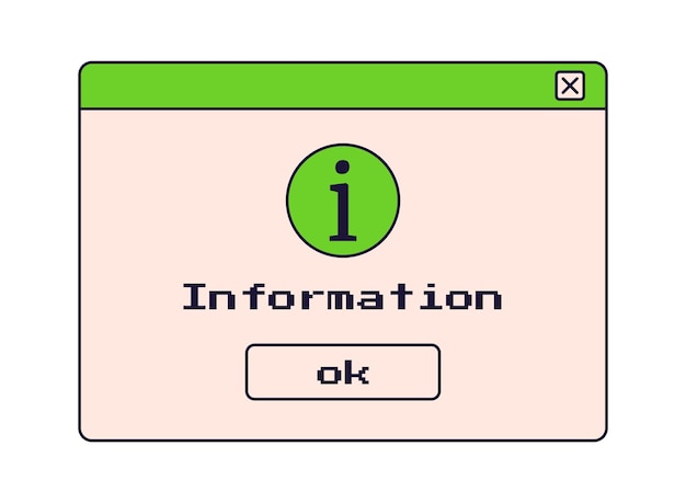 ヴィンテージスタイルの情報ウィンドウ - 90年代のレトロ・ヴァーパーウェーブ - 古いデスクトップユーザーインターフェース要素 - ベクトルイラスト