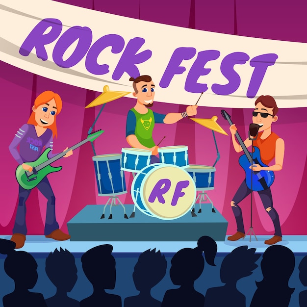 Вектор Информационный флаер rock fest invitation flat.