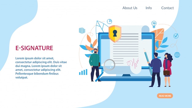 ベクトル 情報ポスターは、電子署名フラットで書かれています。