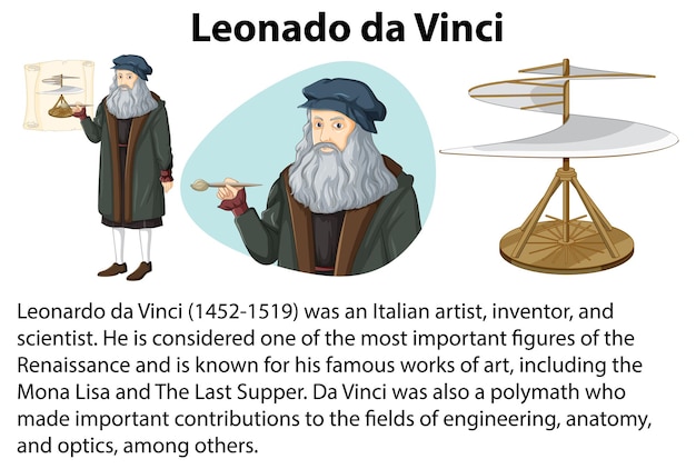 Vector informative biography of leonado da vinci