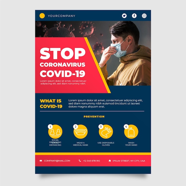 Vector informative coronavirus flyer template