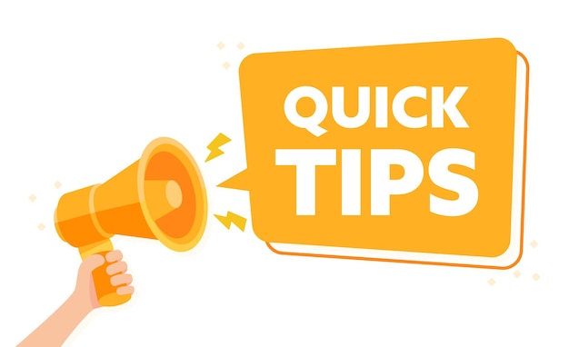 Informative Quick Tips Announcement with Hand Holding a Megaphone Illustration